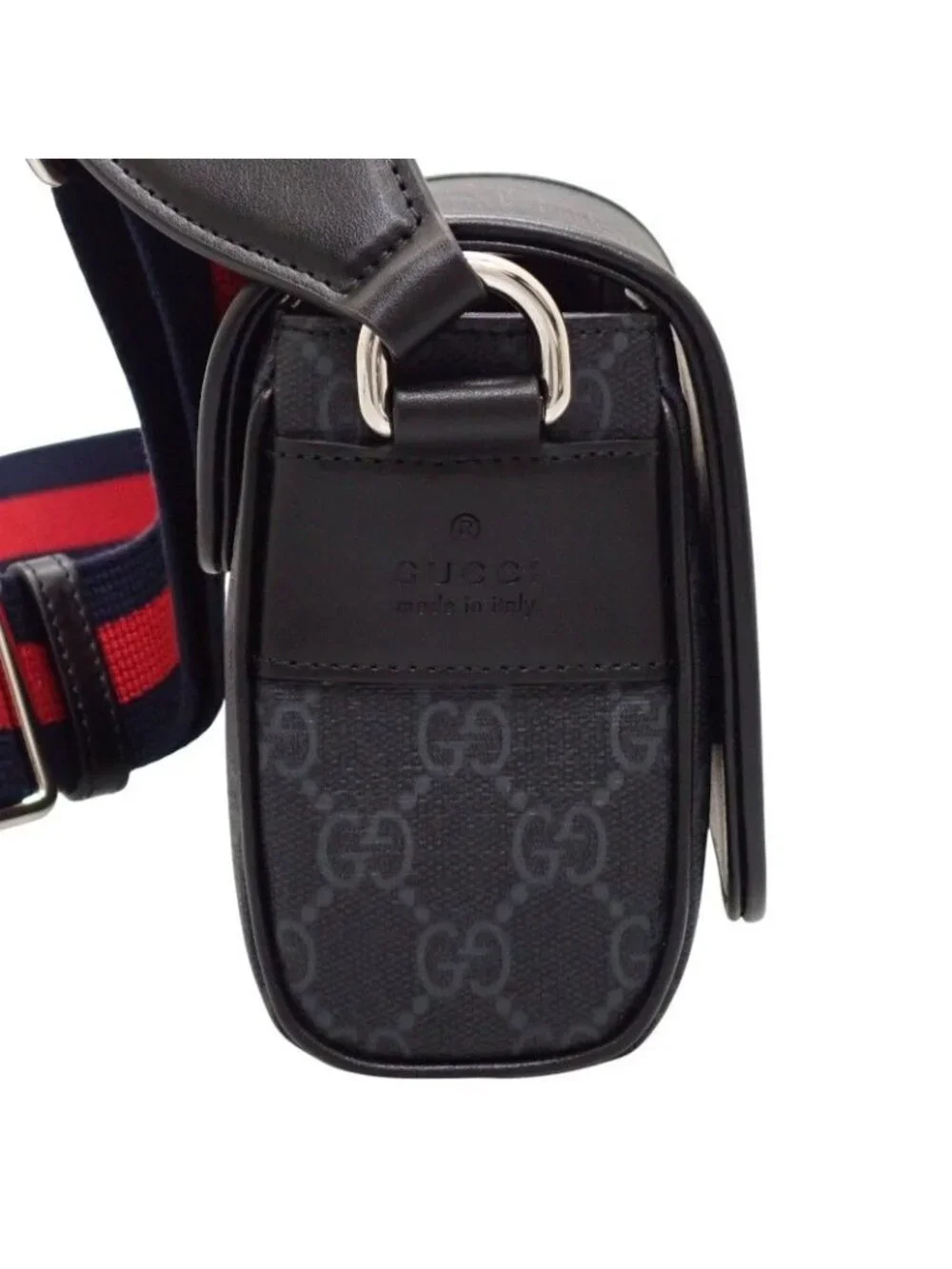 Gucci GG Super Mini Shoulder Bag Polyurethane Black Red